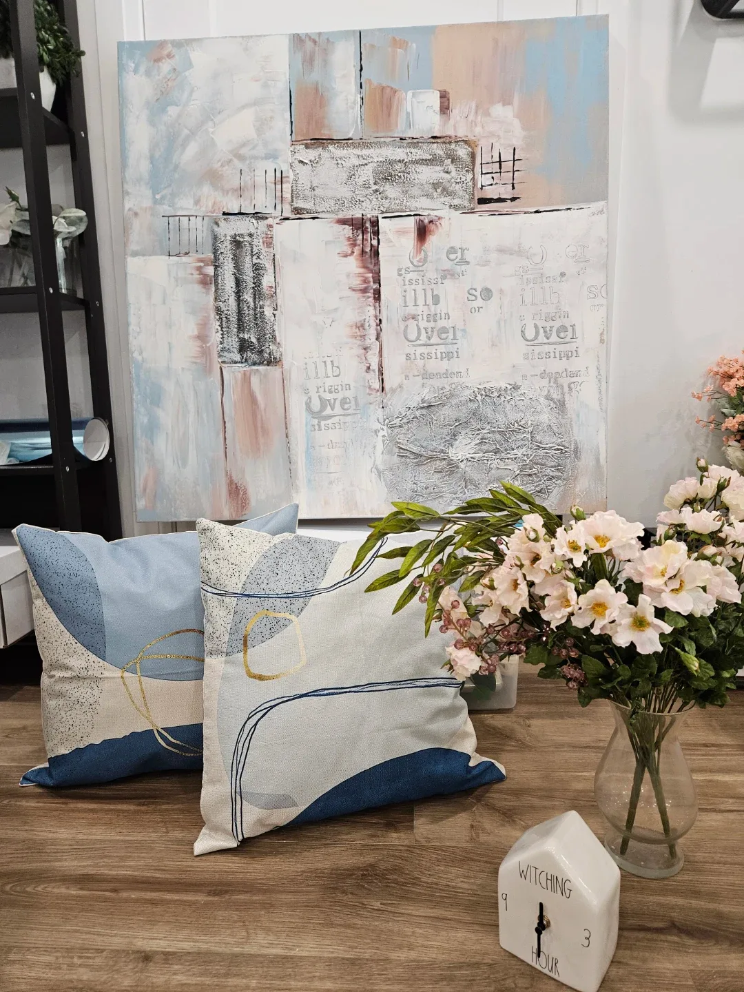 Art and Set of two decorative throw pillows