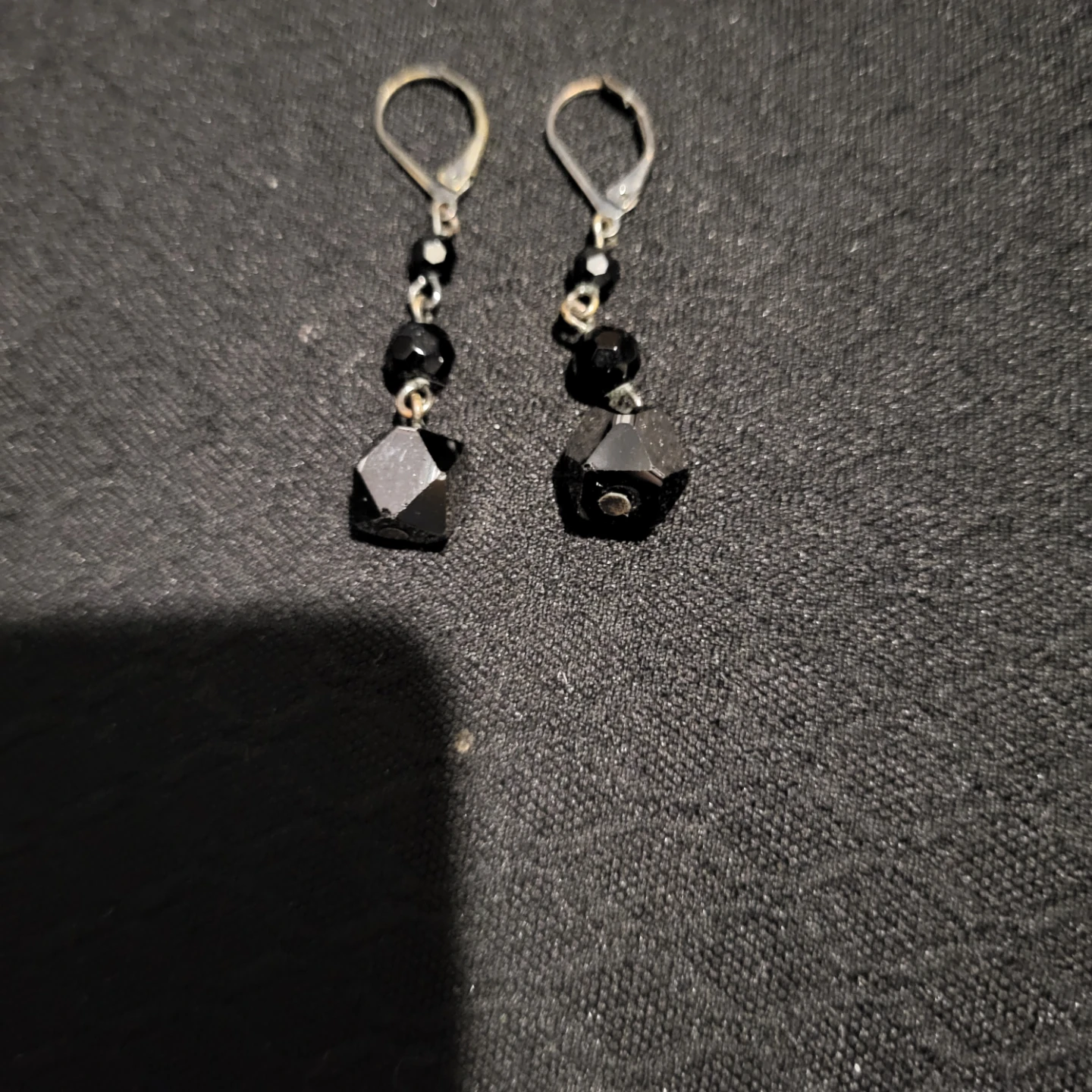 Black Beaded Dangle Earrings