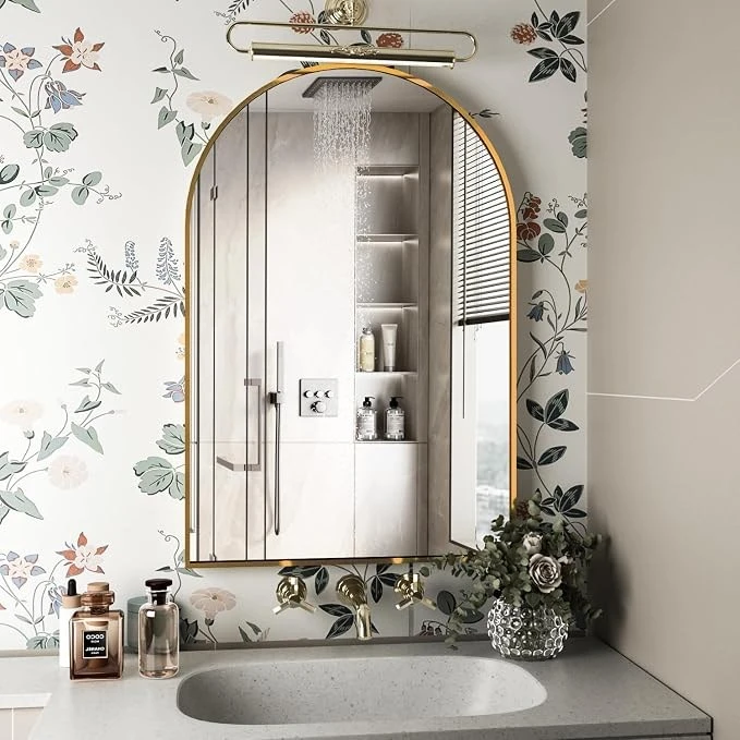 2 Arched Wall Mirror with Gold Frame