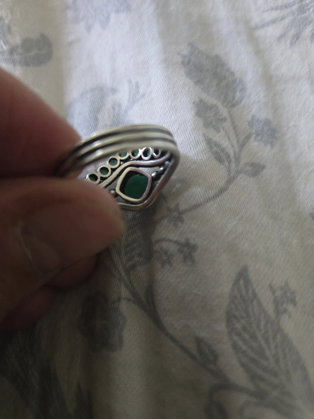 Silver 925 ring with natural emerald stones - photo 4