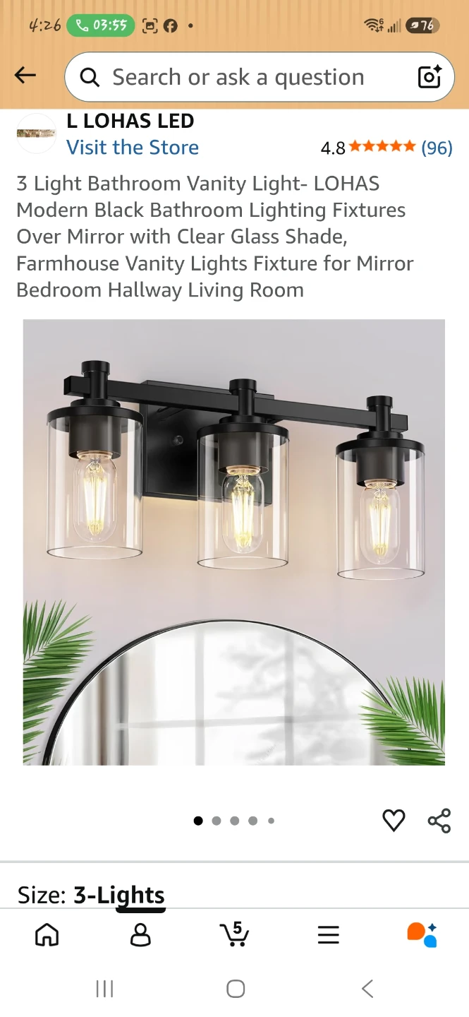 3-Light Modern Black Vanity Light