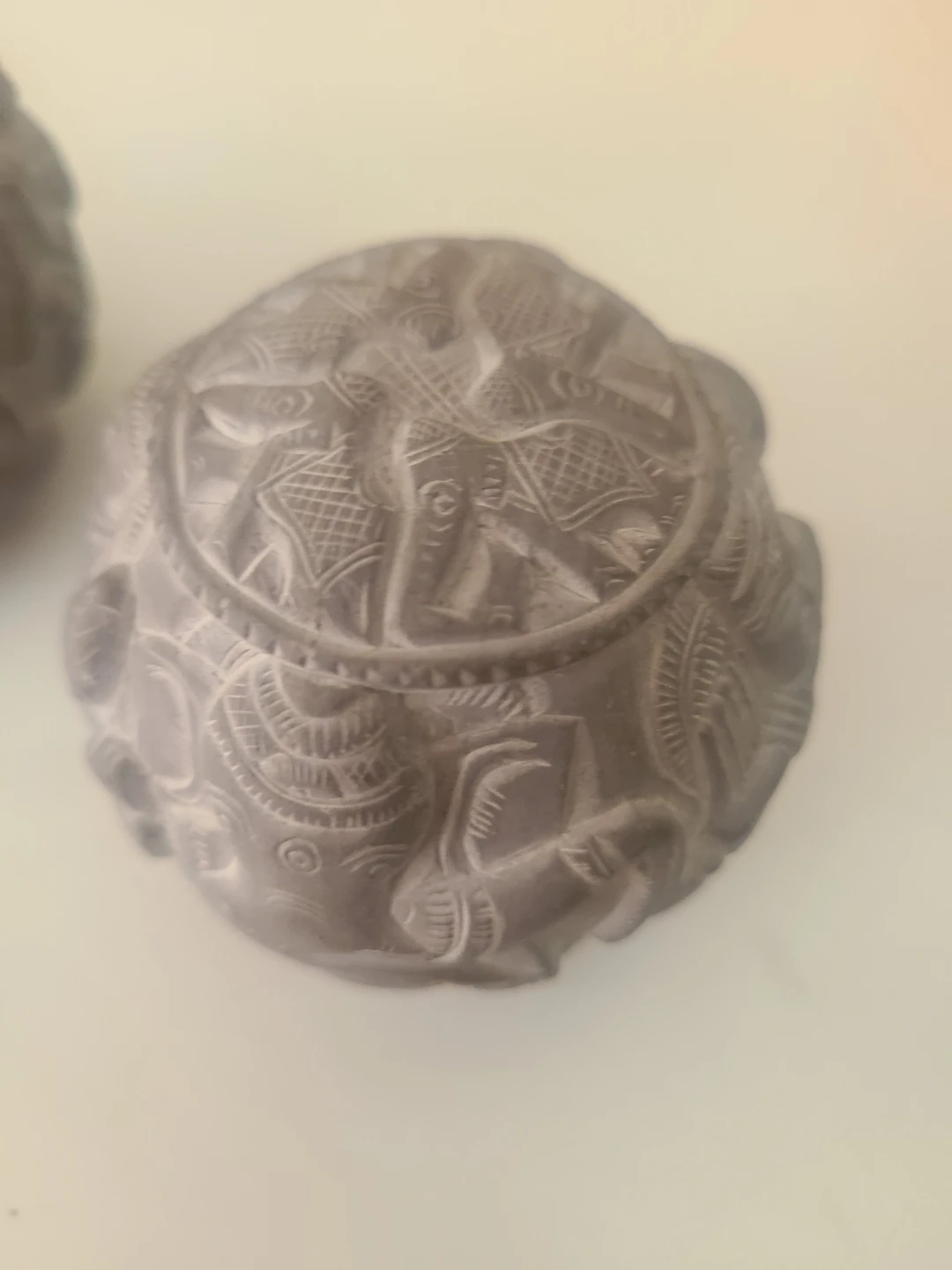 Two Hand-Carved Ganesha Soapstone Orbs - photo 5