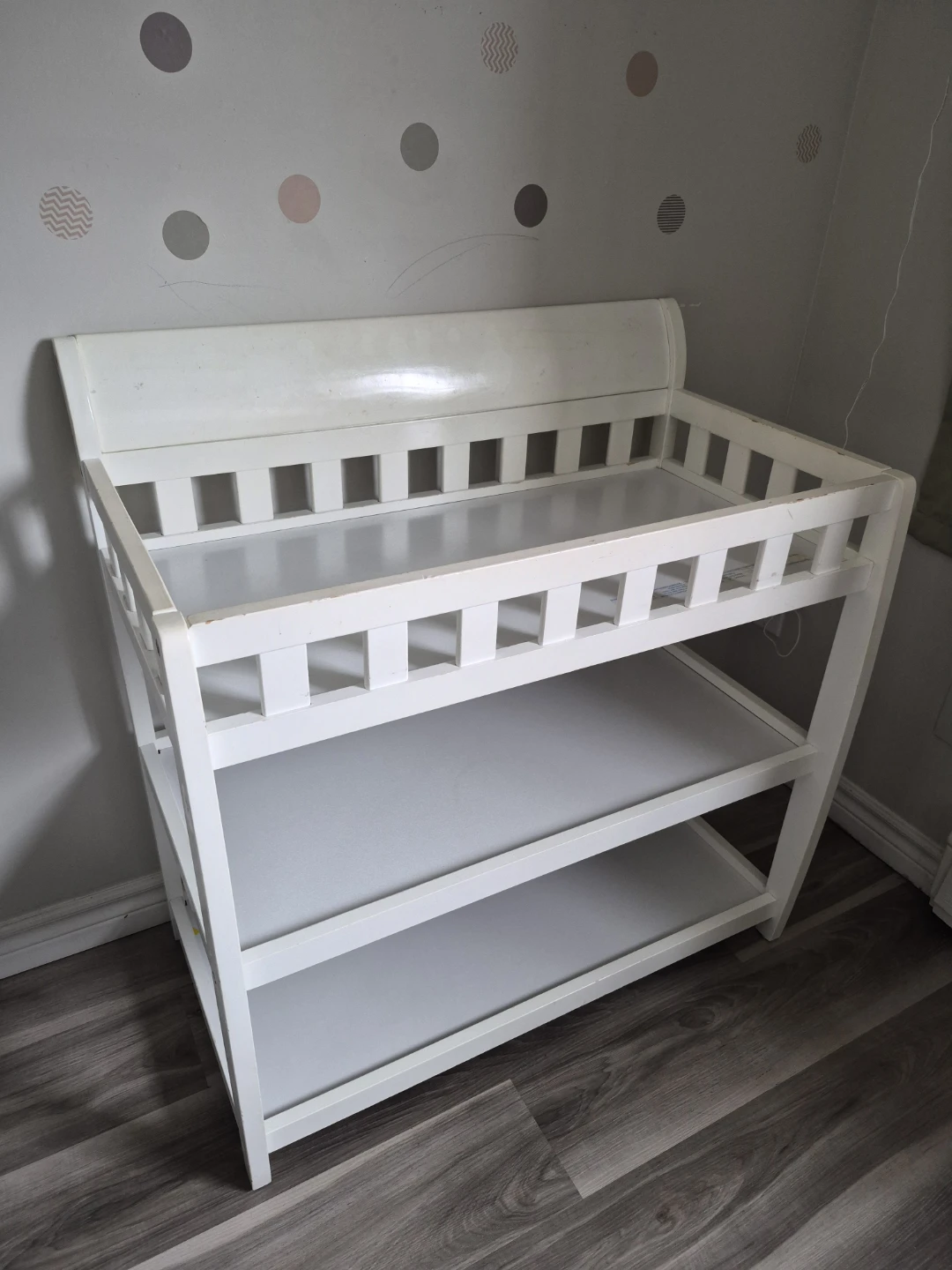 White Wooden Baby Changing Table with Pad 🏈