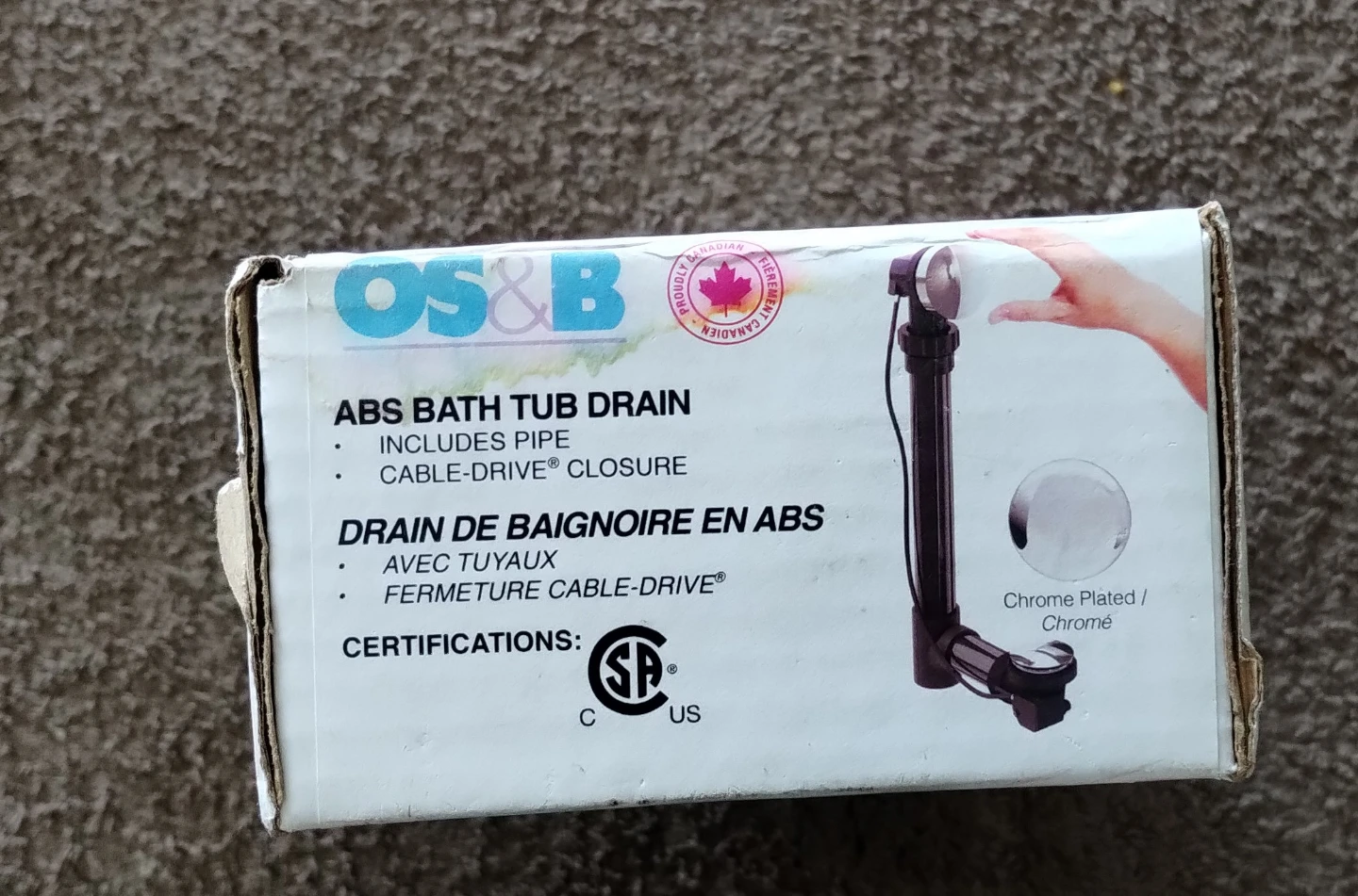 OS&B ABS Bath Tub Drain R-6342C-20CP
