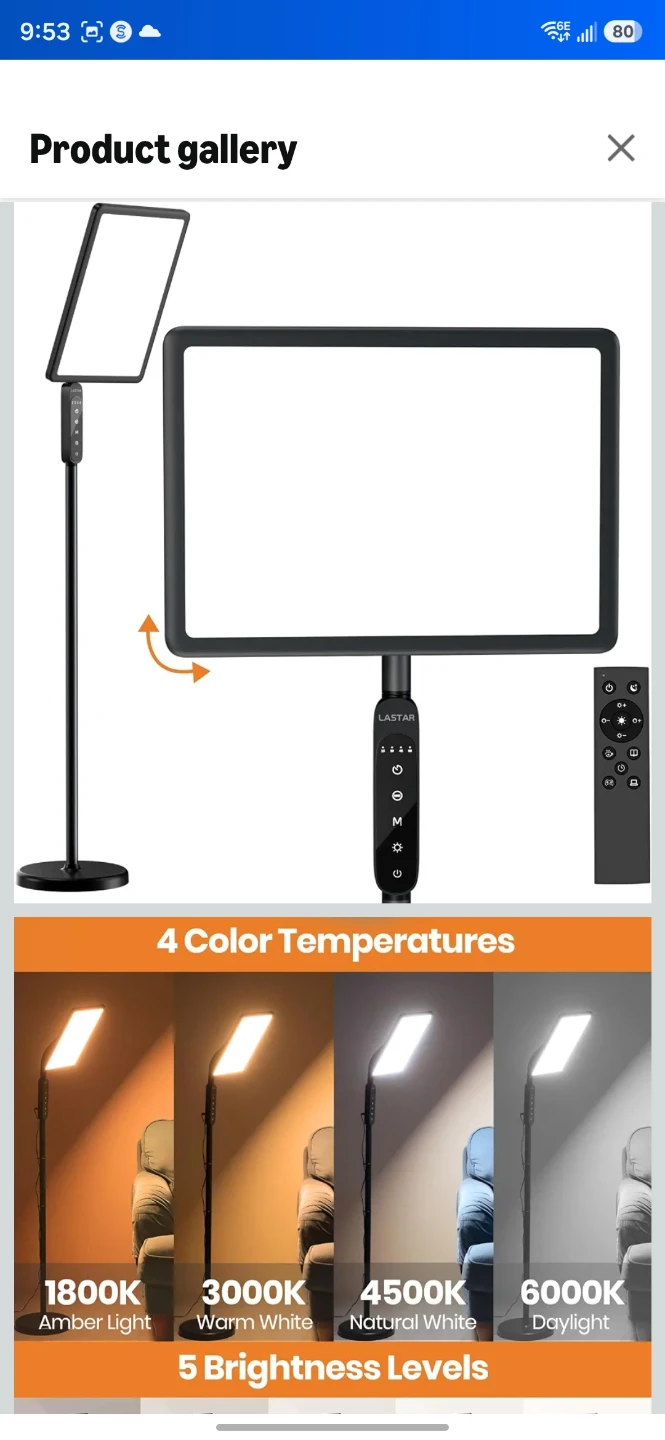 LASTAR Floor Light Therapy Lamp with Remote - photo 3
