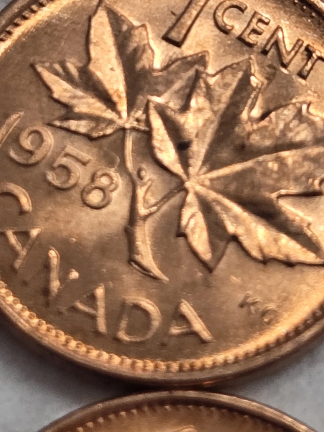 50 Vintage "Hanging 8" 1958 Canadian One Cent Coins