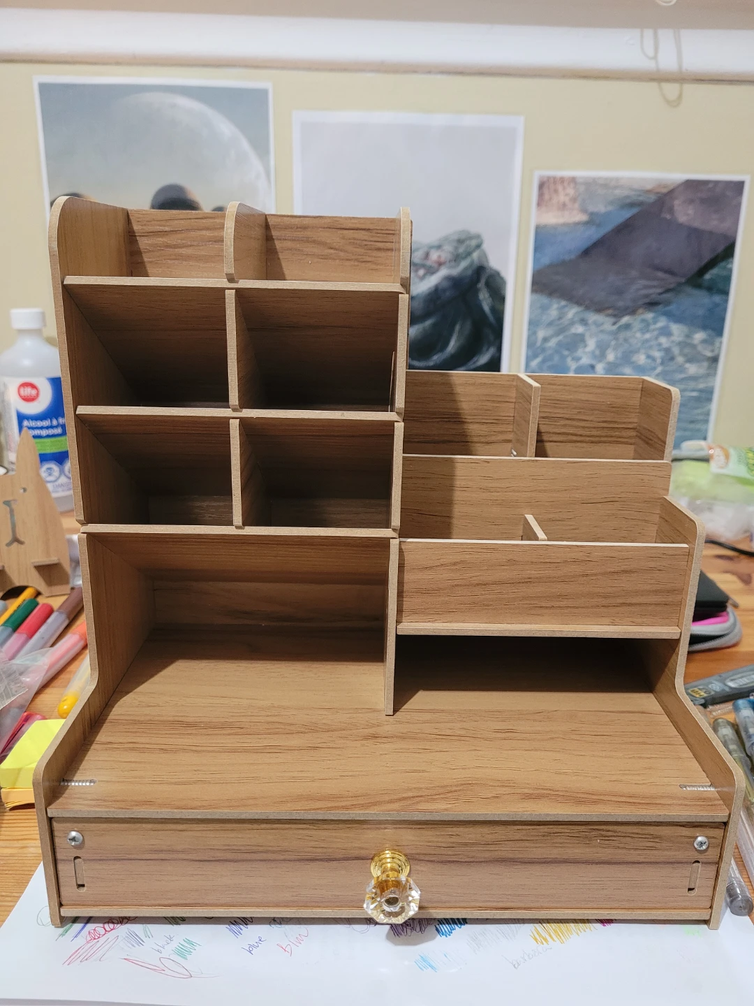 Wooden Desk Organizer with Drawer