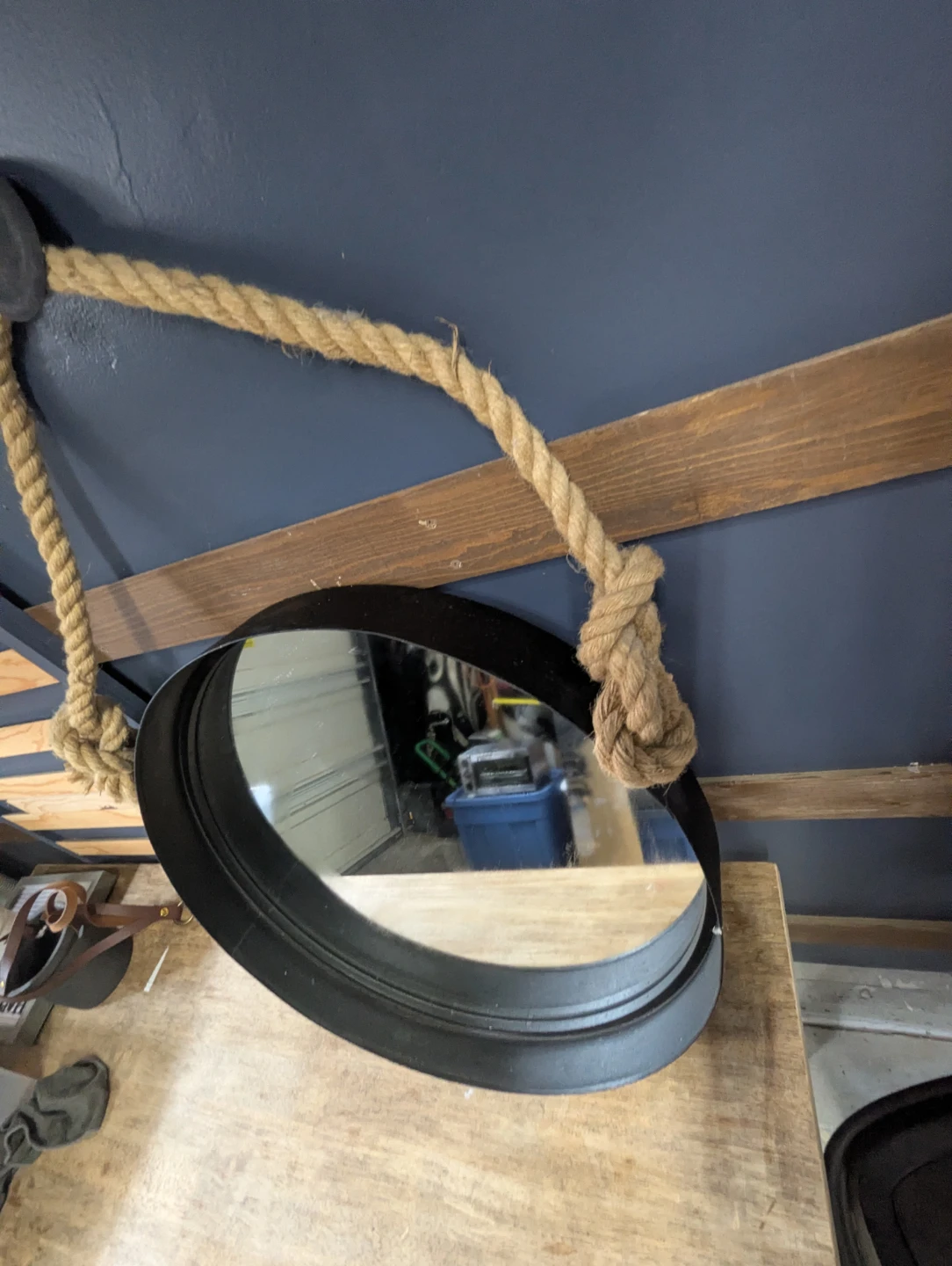 2 Round Black Metal Hanging Mirror - photo 5