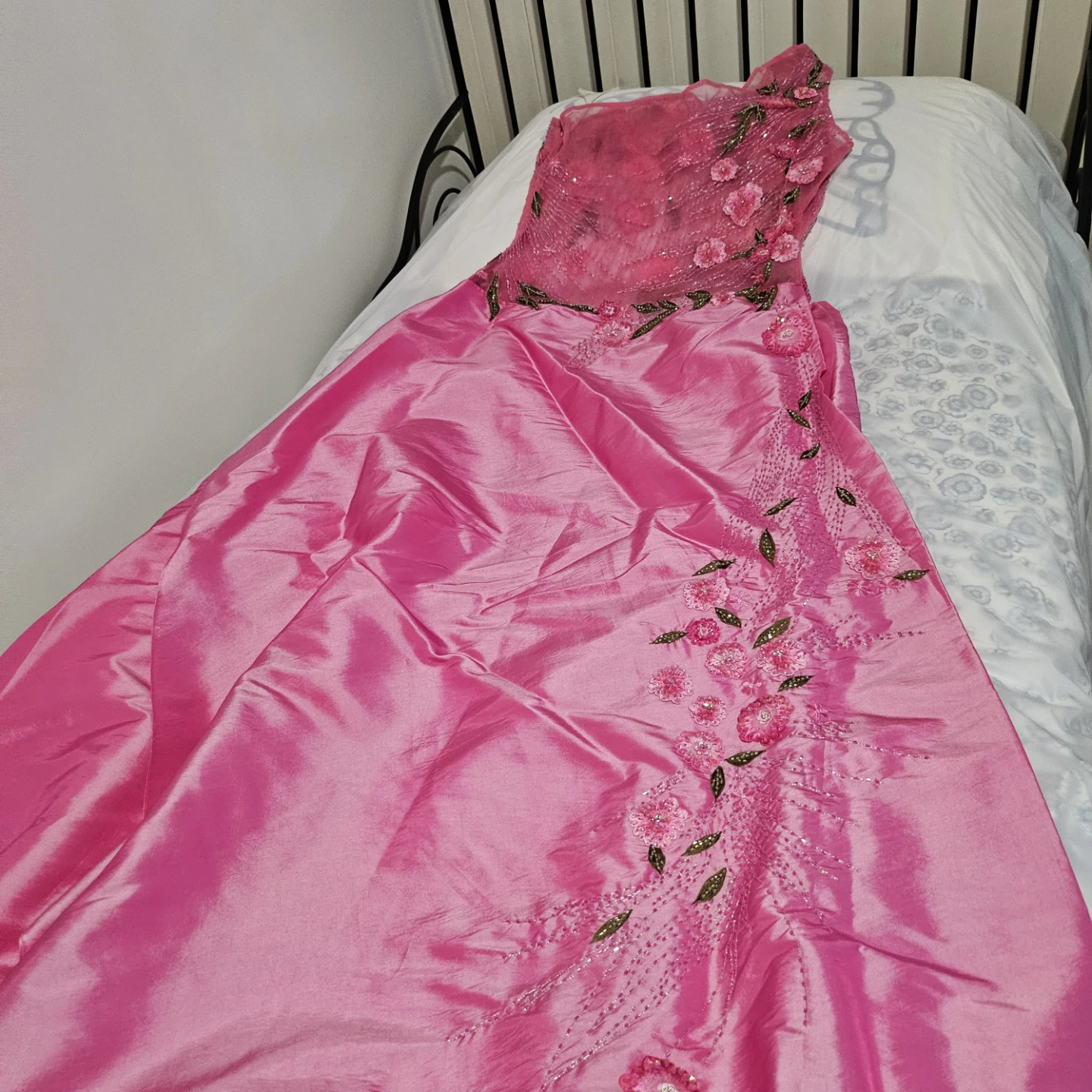 Pink Floral Embellished Evening Gown Size 16