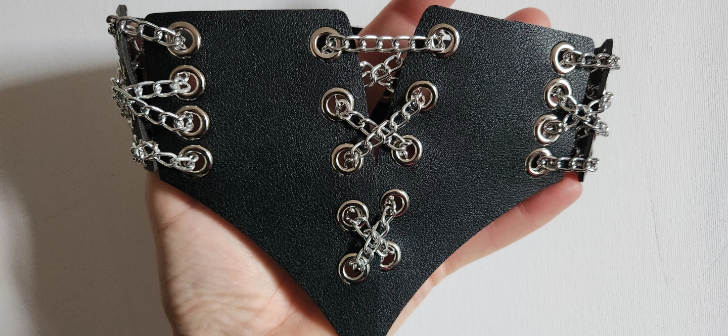 Gothic style faux leather choker - photo 2