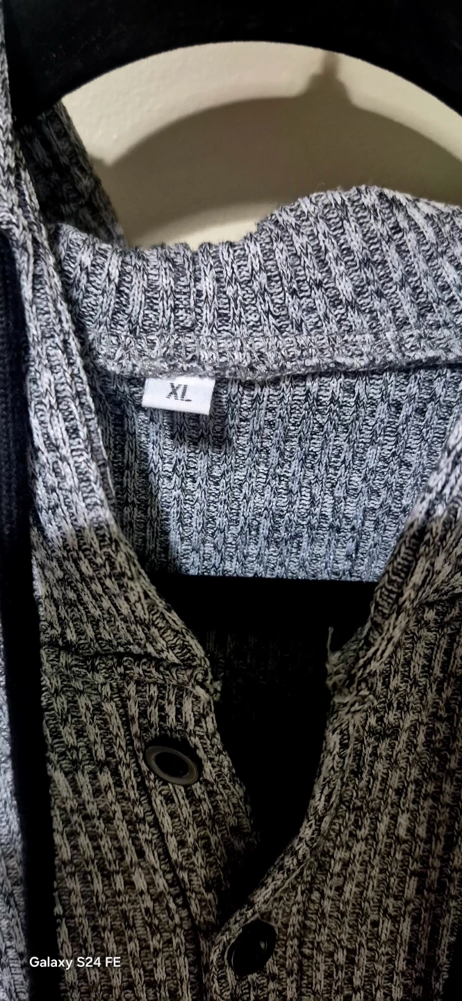 Grey Marled Long-Sleeve Button-Up Hoodie - photo 3