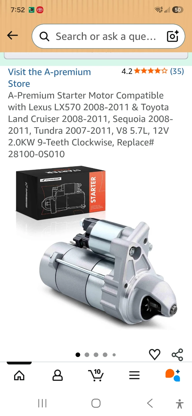 A-Premium Starter Motor for Lexus and Toyota 5.7L V8