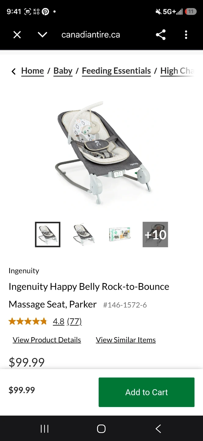 Ingenuity Happy Belly Rock-to-Bounce Massage Seat, Parker