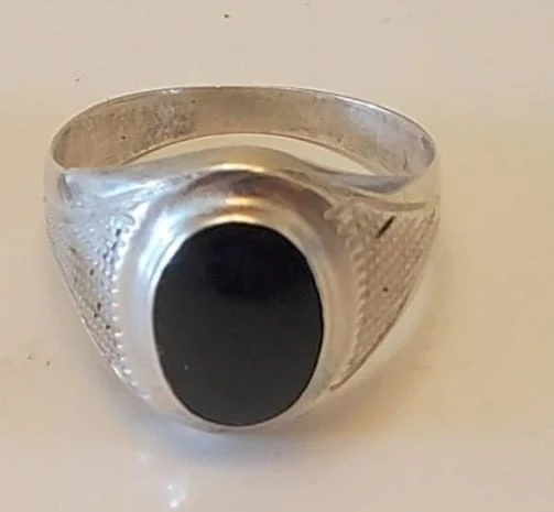 Silver Ring with Black Stone