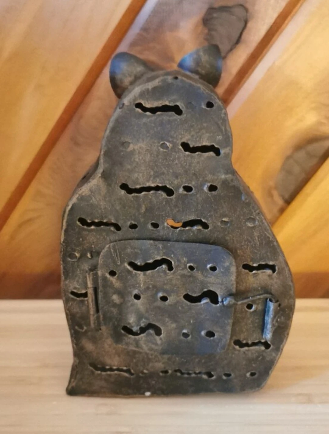 Vintage Metal Cat Tealight Candle Holder Lantern - photo 4