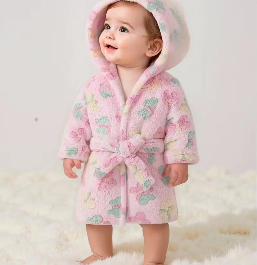 Baby pink butterfly print bathrobe - photo 2