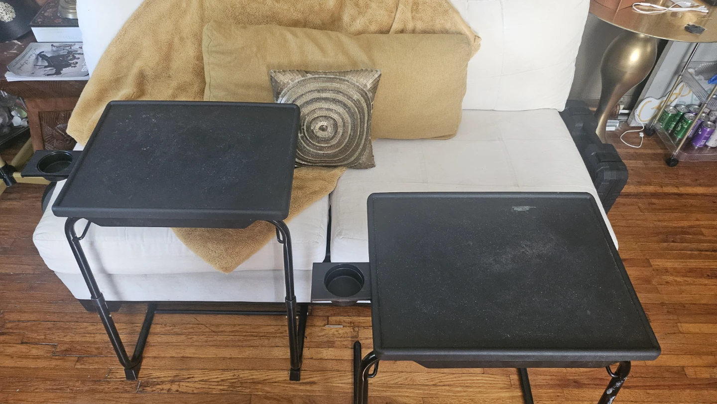 Set of 2 Adjustable Black TV Tray Tables - photo 4