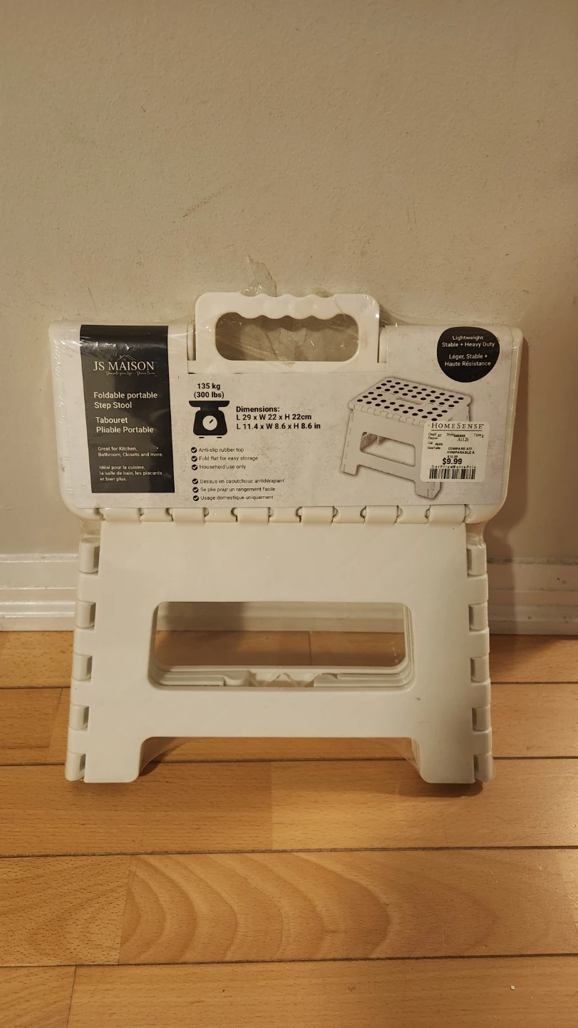 JS Maison Foldable Portable Step Stool White