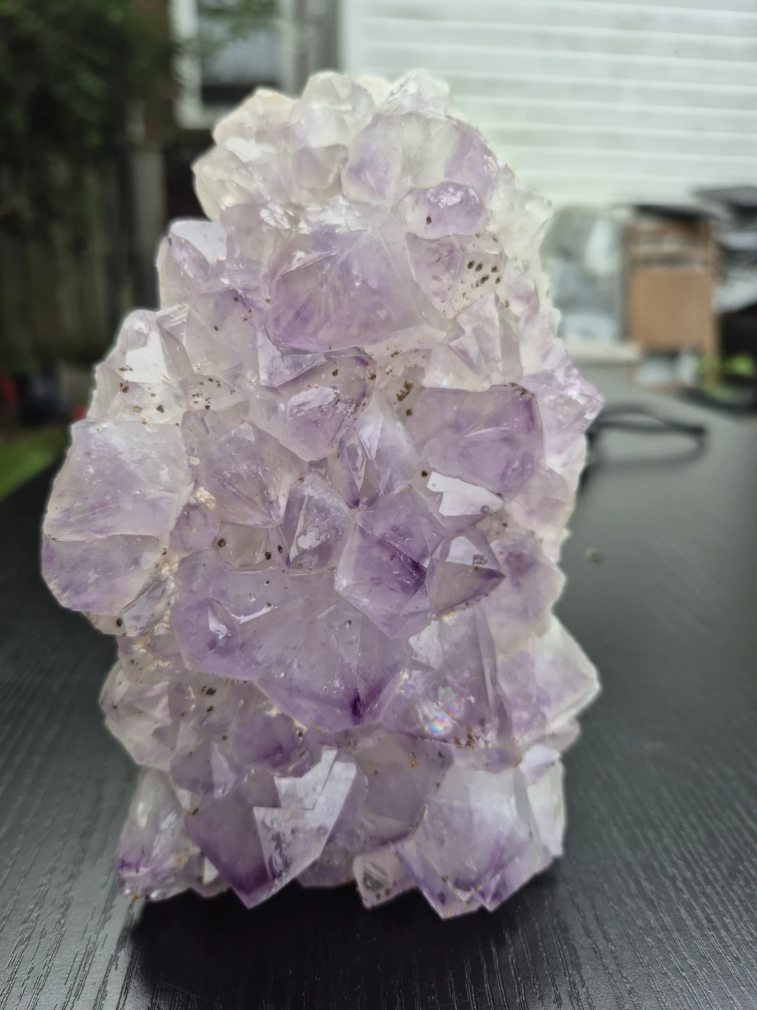 Large Natural Amethyst Crystal Cluster Lamp with Warm Glow