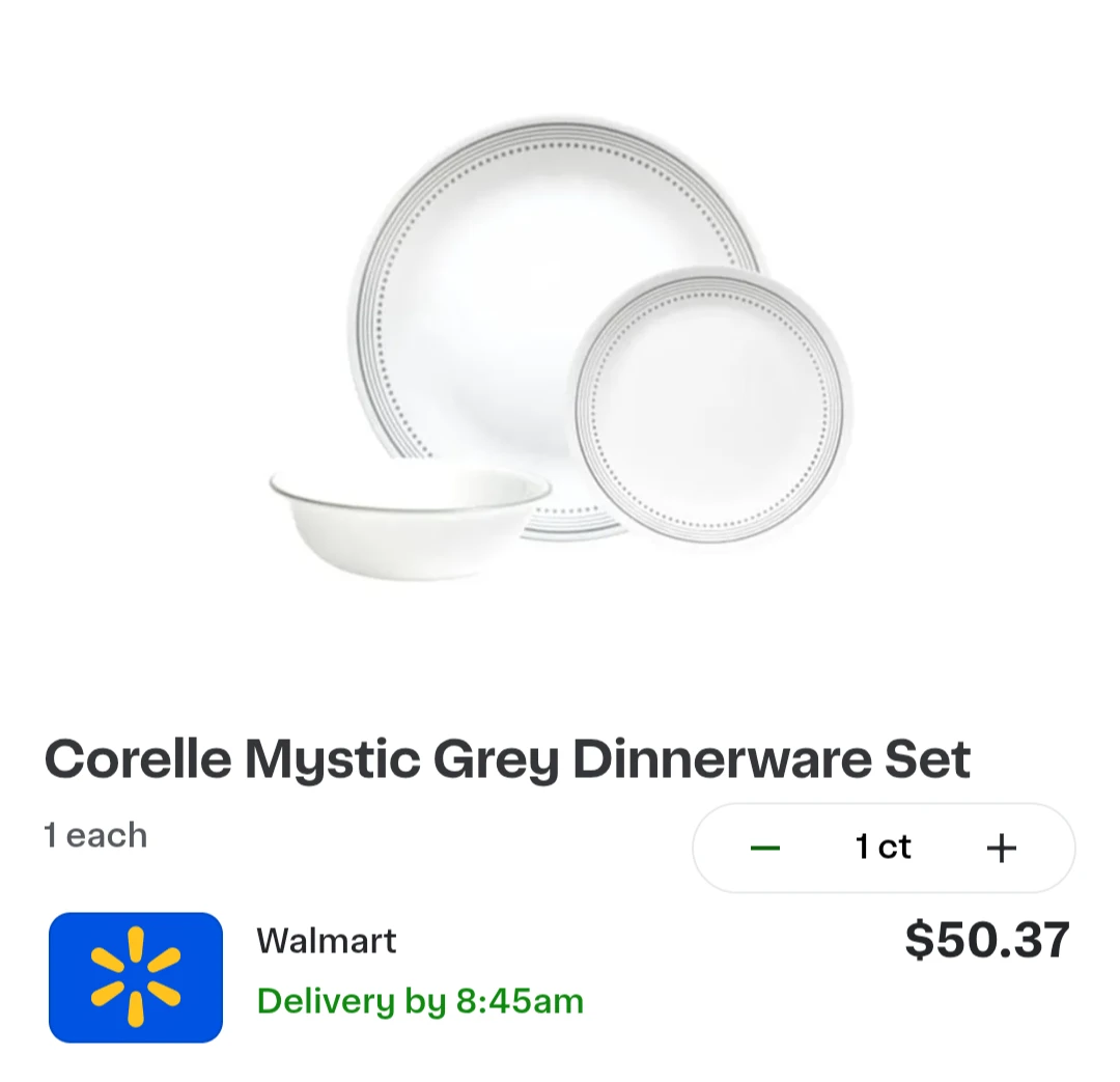 Set of 12- Corelle White Dinnerware Set with Grey Pattern 🏈