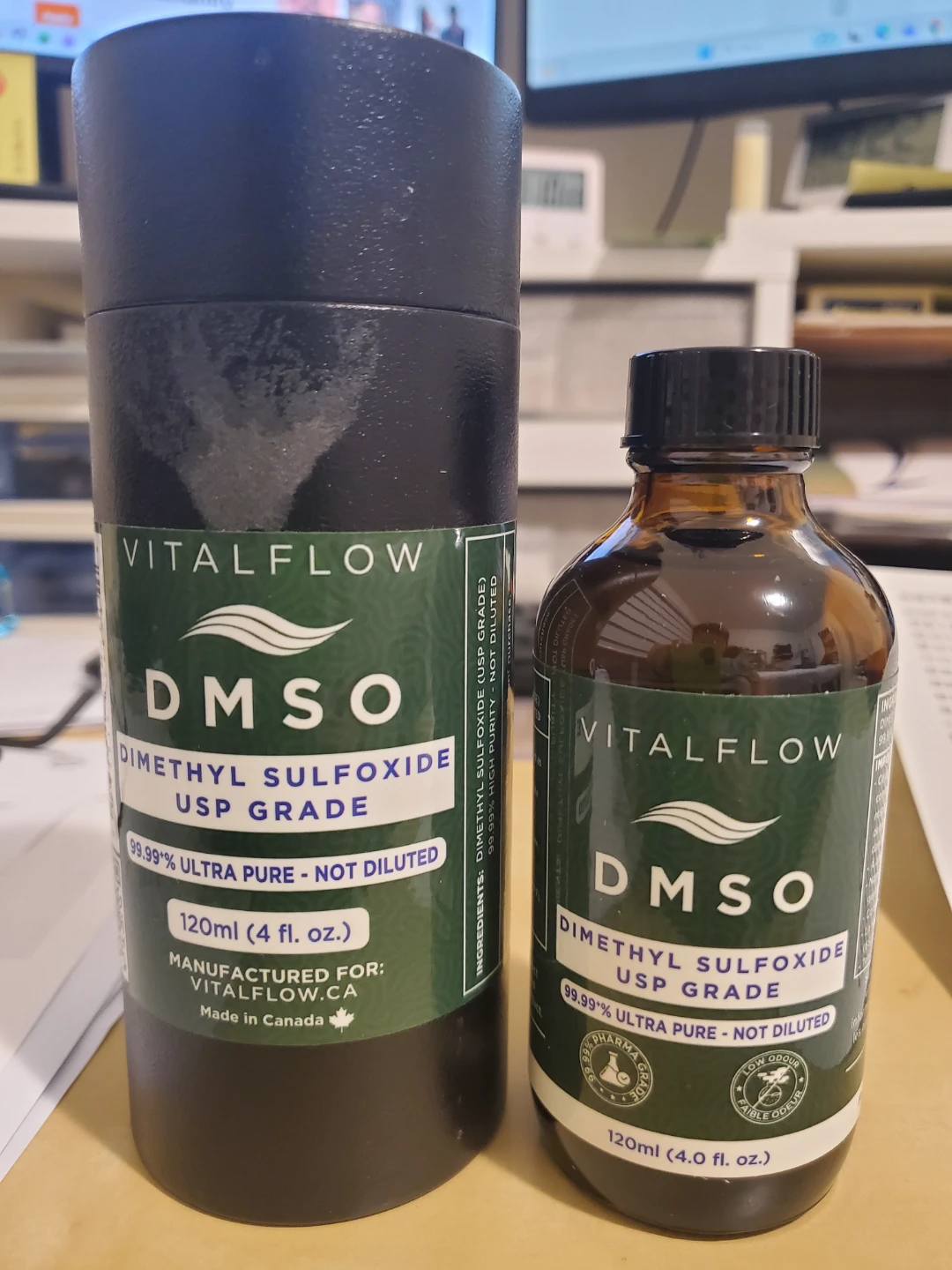 New VitalFlow DMSO Dimethyl Sulfoxide 120ml Expired: 09/08/27