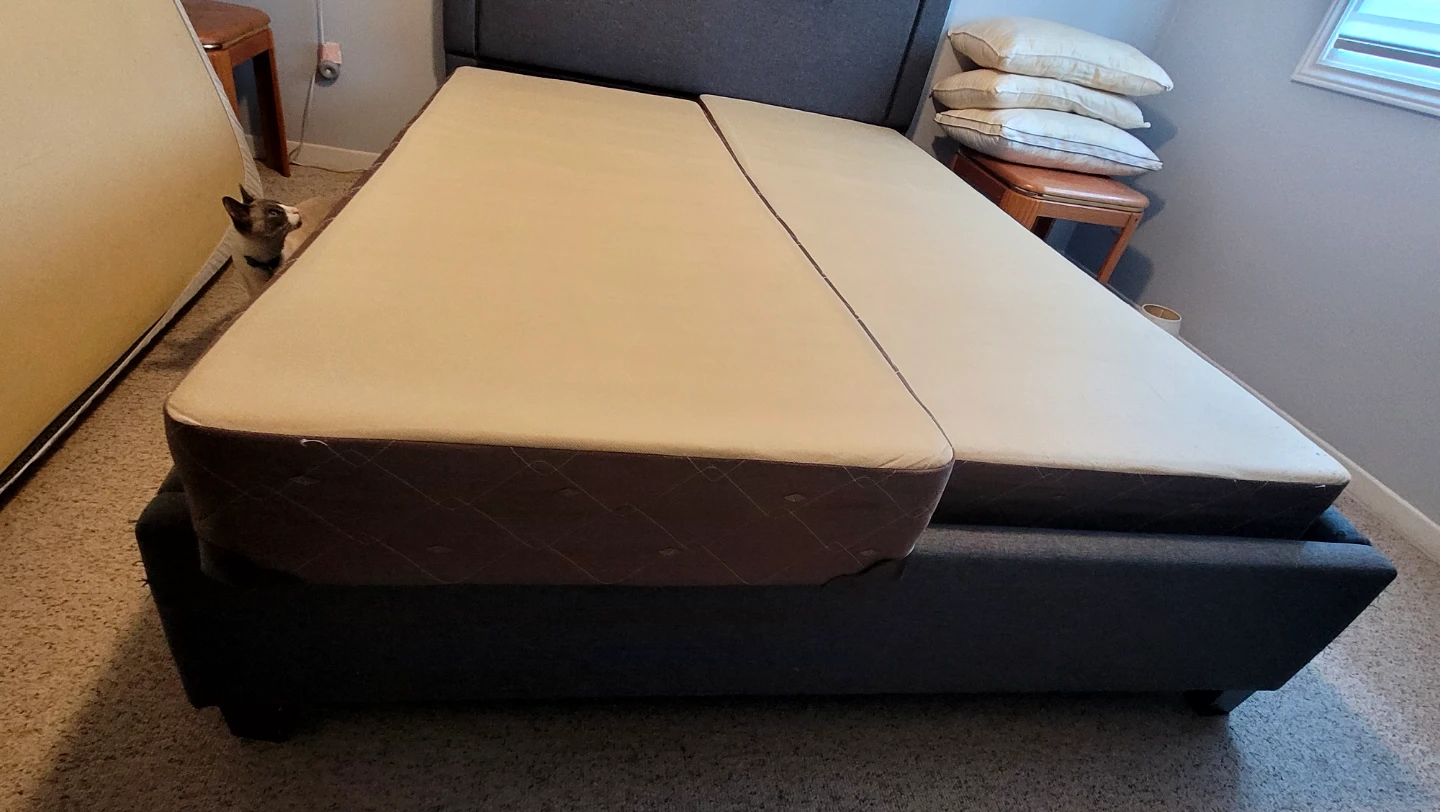 Grey Upholstered Bed Frame with Split Box Springs - photo 2