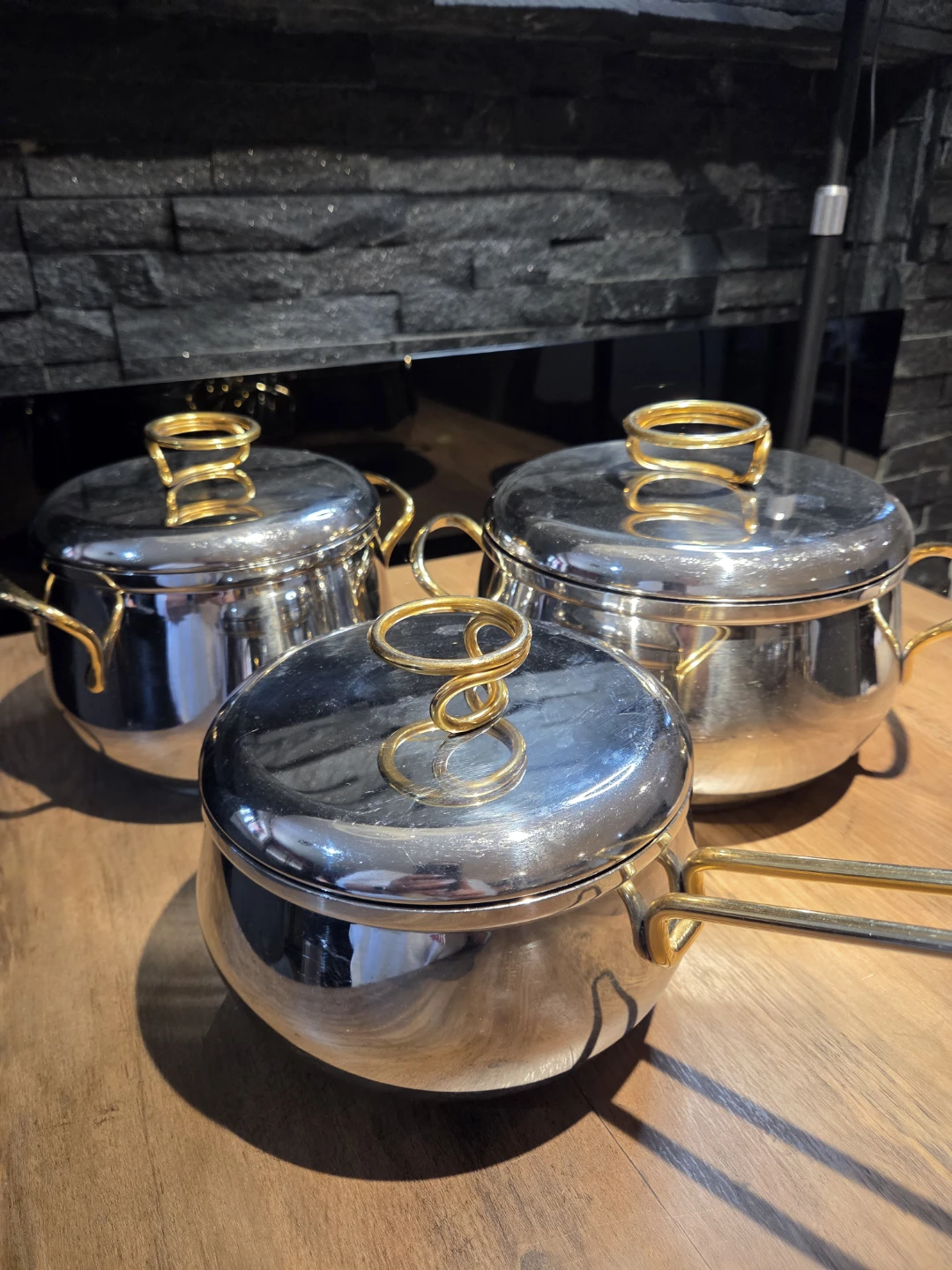 Vintage Moneta 18/10 Stainless Steel 3-Pot Set