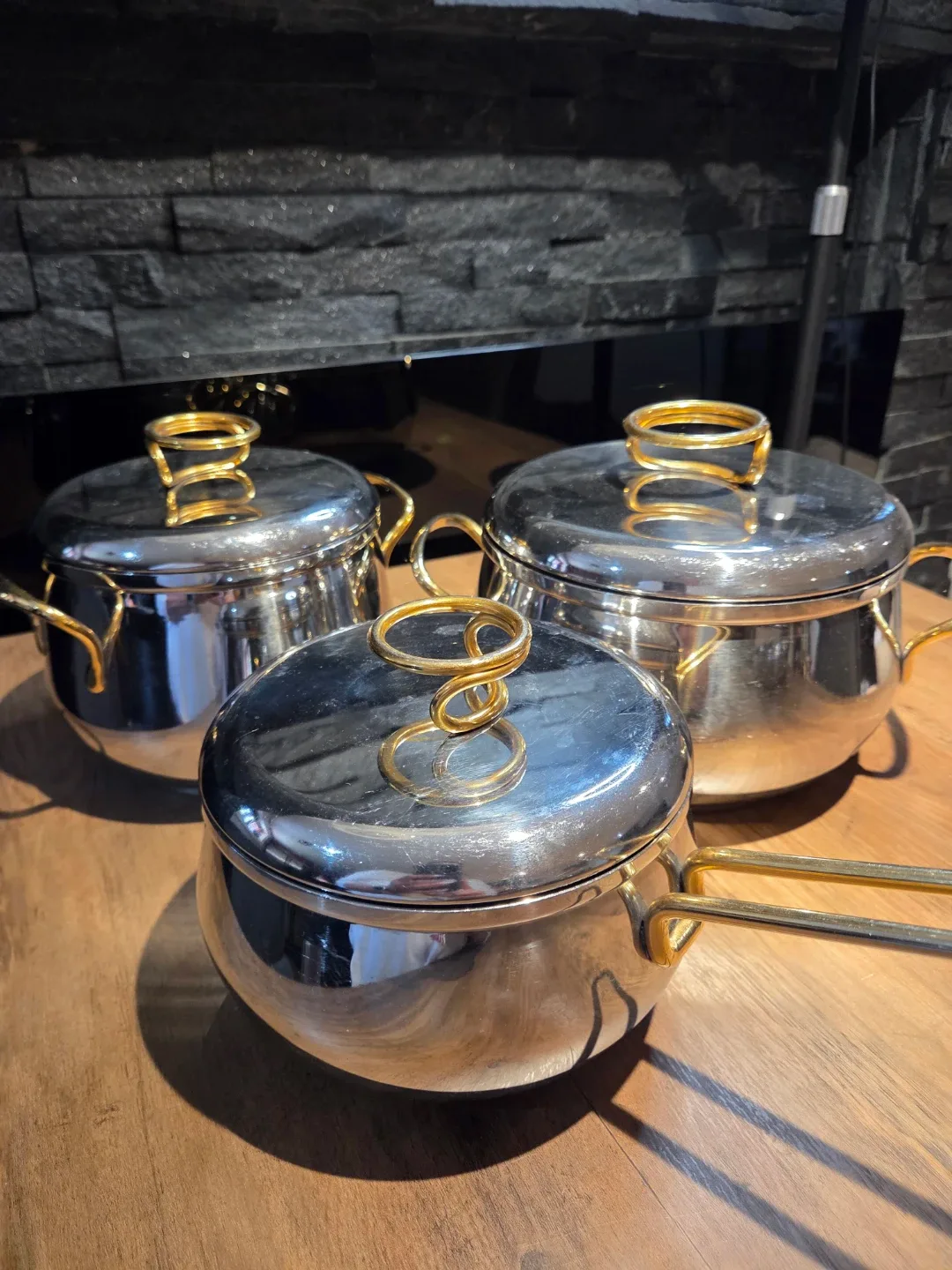 Vintage Moneta 18/10 Stainless Steel 3-Pot Set