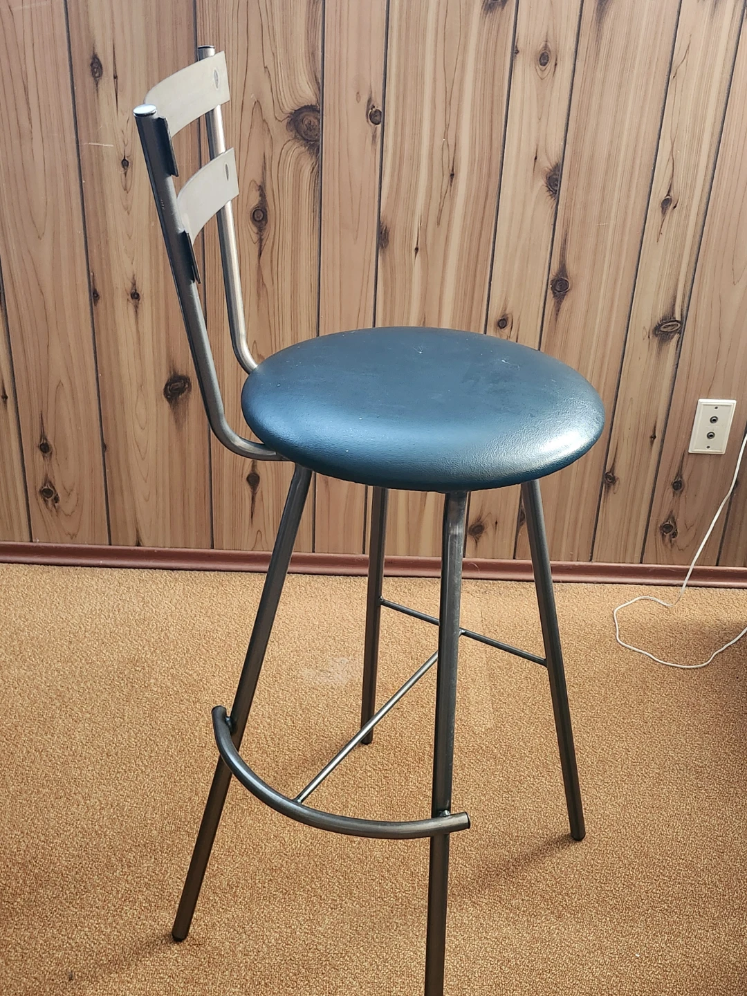 Metal Bar Stool with Blue Seat