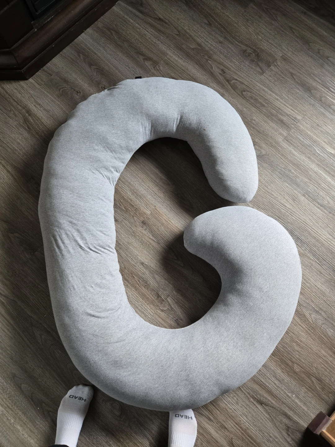 Grey C-Shaped Pregnancy Pillow