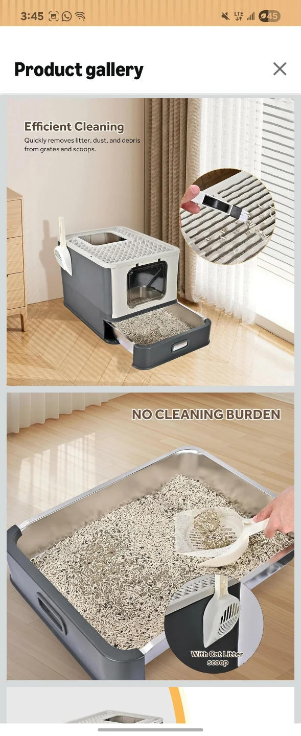 XL stainless steel cat litter box with lid - photo 3