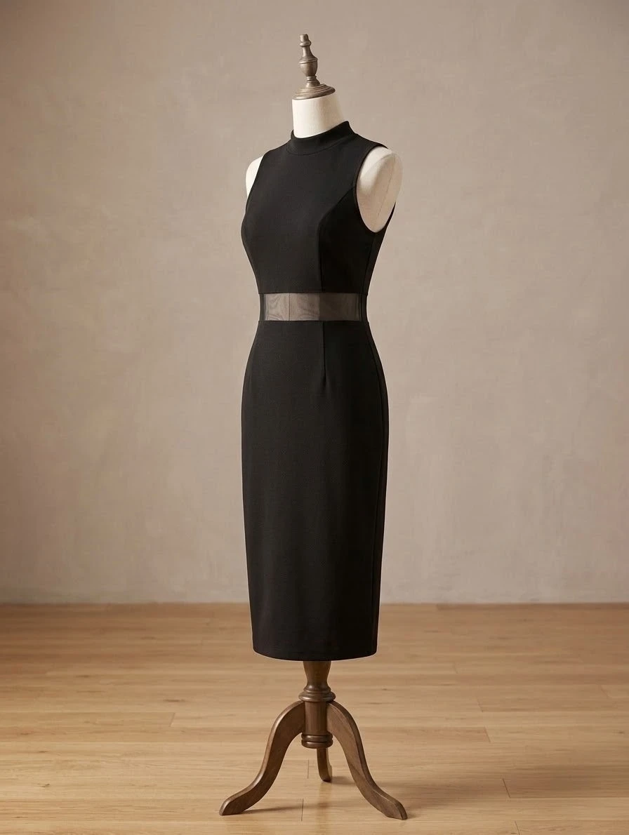 Black Sleeveless Midi Dress