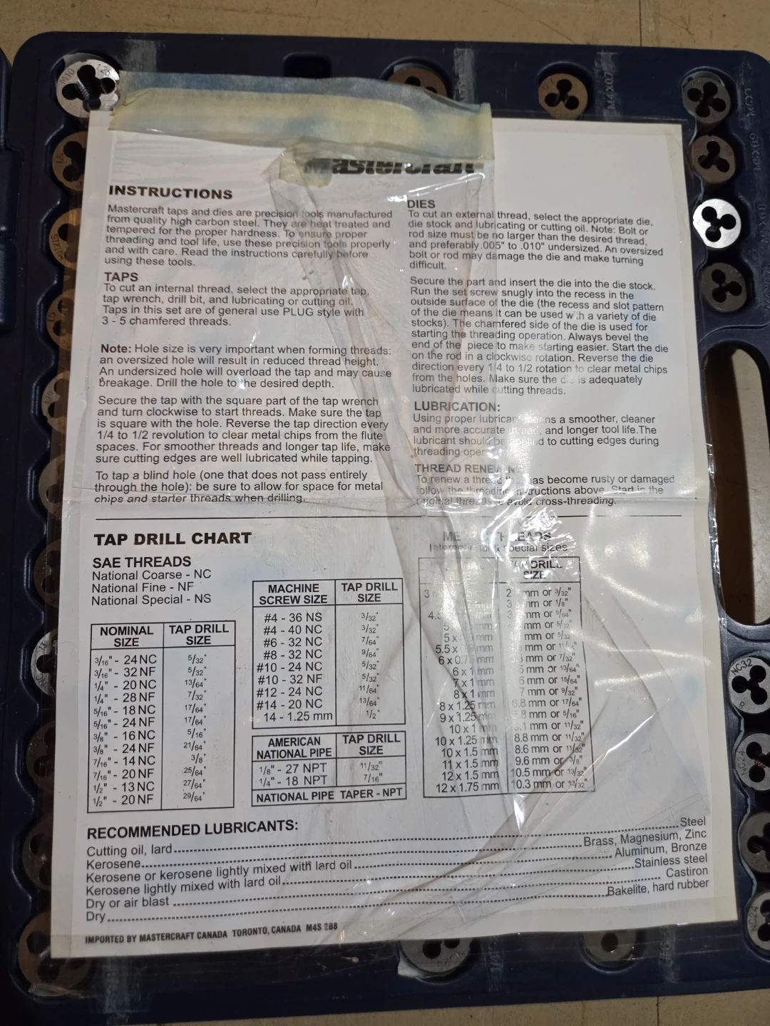 Mastercraft Tap and Die Set - photo 5