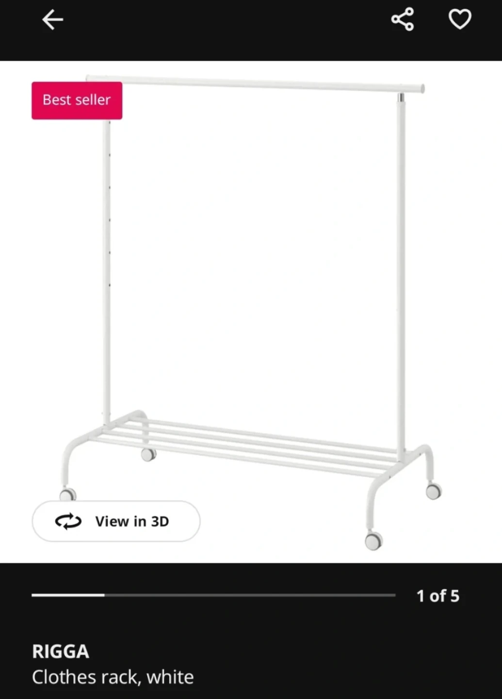IKEA RIGGA Clothes Rack, White - photo 3