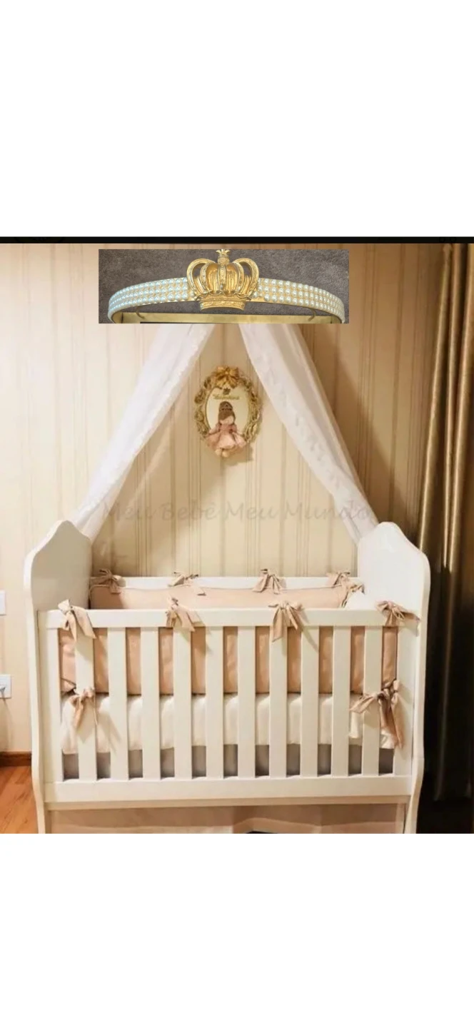 The luxury Gold Crown Bed Canopy Holder with Pearls