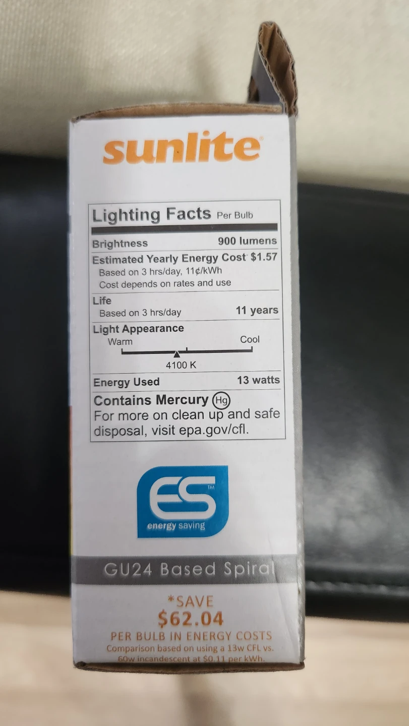 Sunlite 13W GU24 Spiral CFL Bulb Cool White - photo 4
