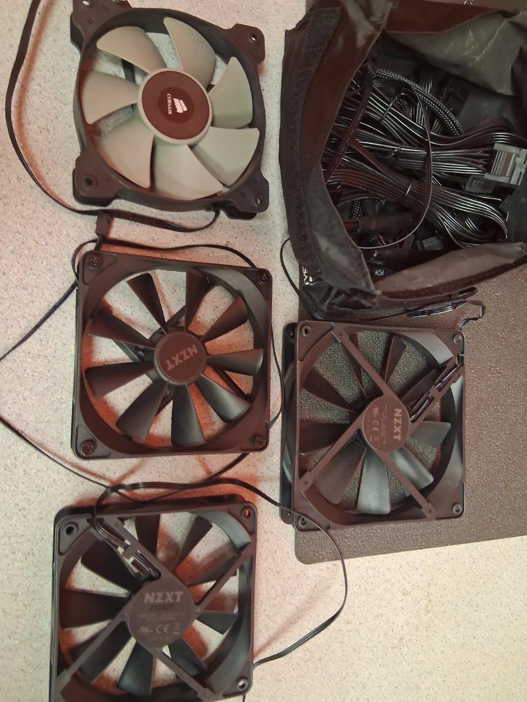 Corsair and NZXT Computer Fans with PSU Cables