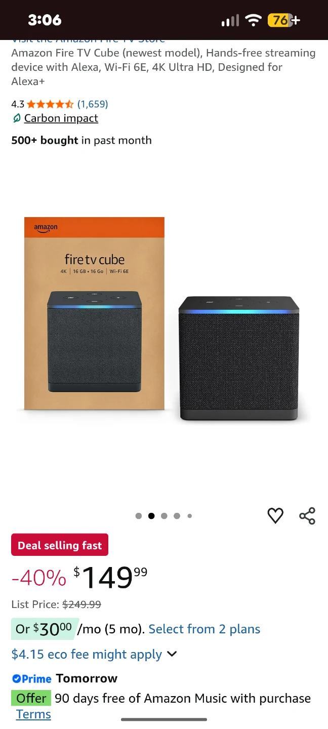 Amazon Fire TV Cube 4K Streaming Device