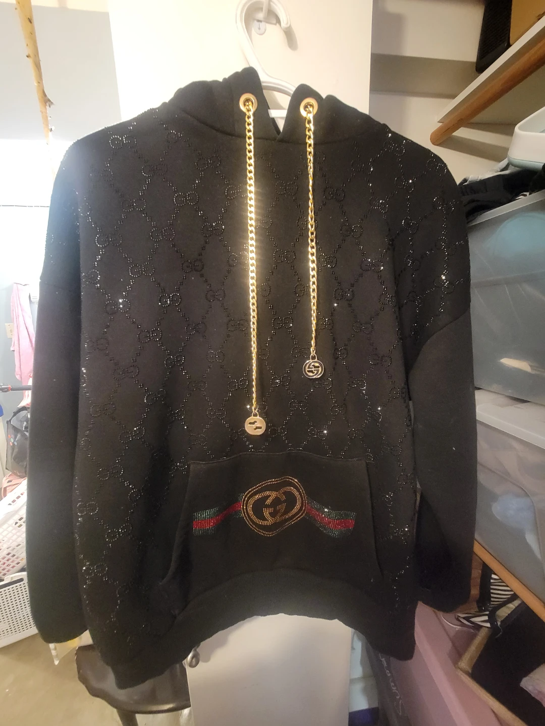 Gucci Black Rhinestone Hoodie