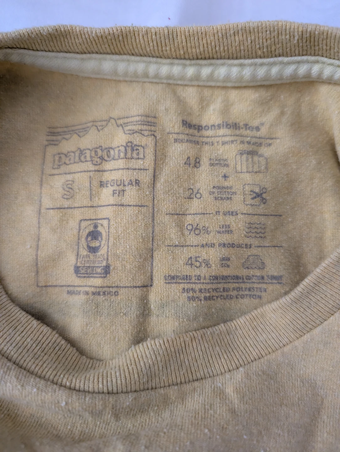 Patagonia Rare Responsibili-Tee Shirt Yellow Size Small 🏈 - photo 3