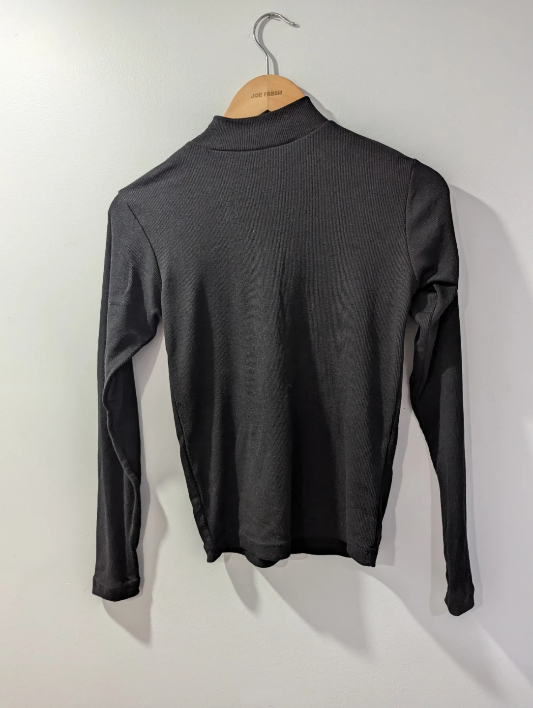Joe Fresh Black Mock Neck Ribbed Long Sleeve Top