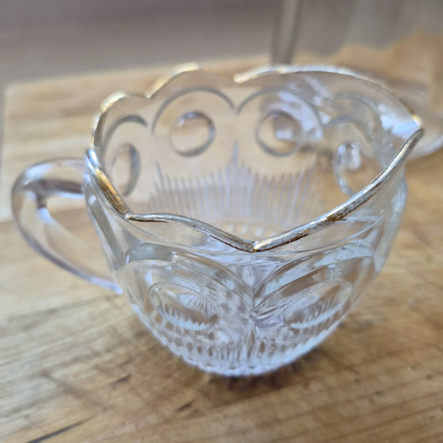 Vintage Clear Glass Cream and Sugar Set with Pitcher - photo 3