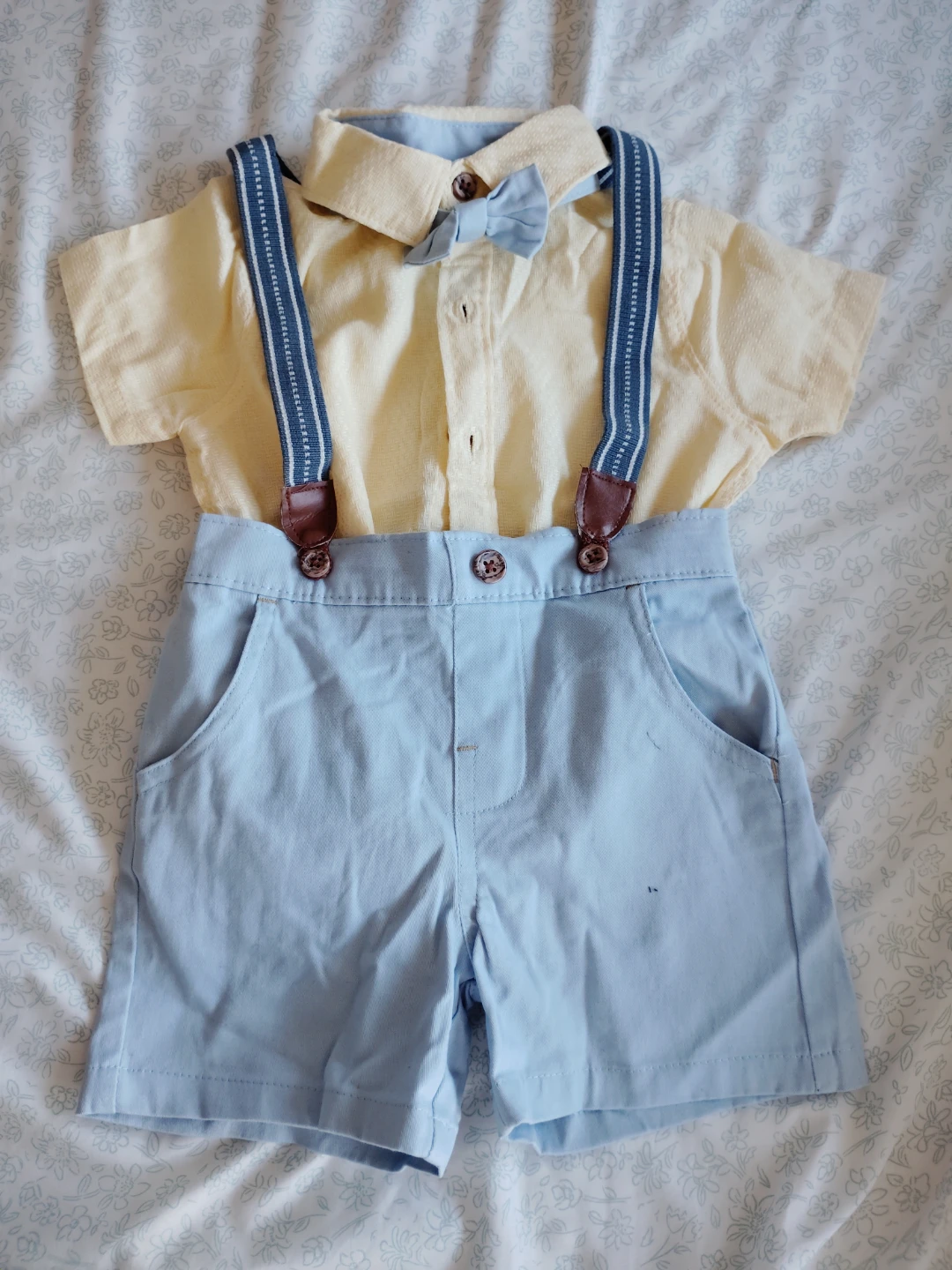 Baby Boy Outfit with Suspenders and Bowtie
