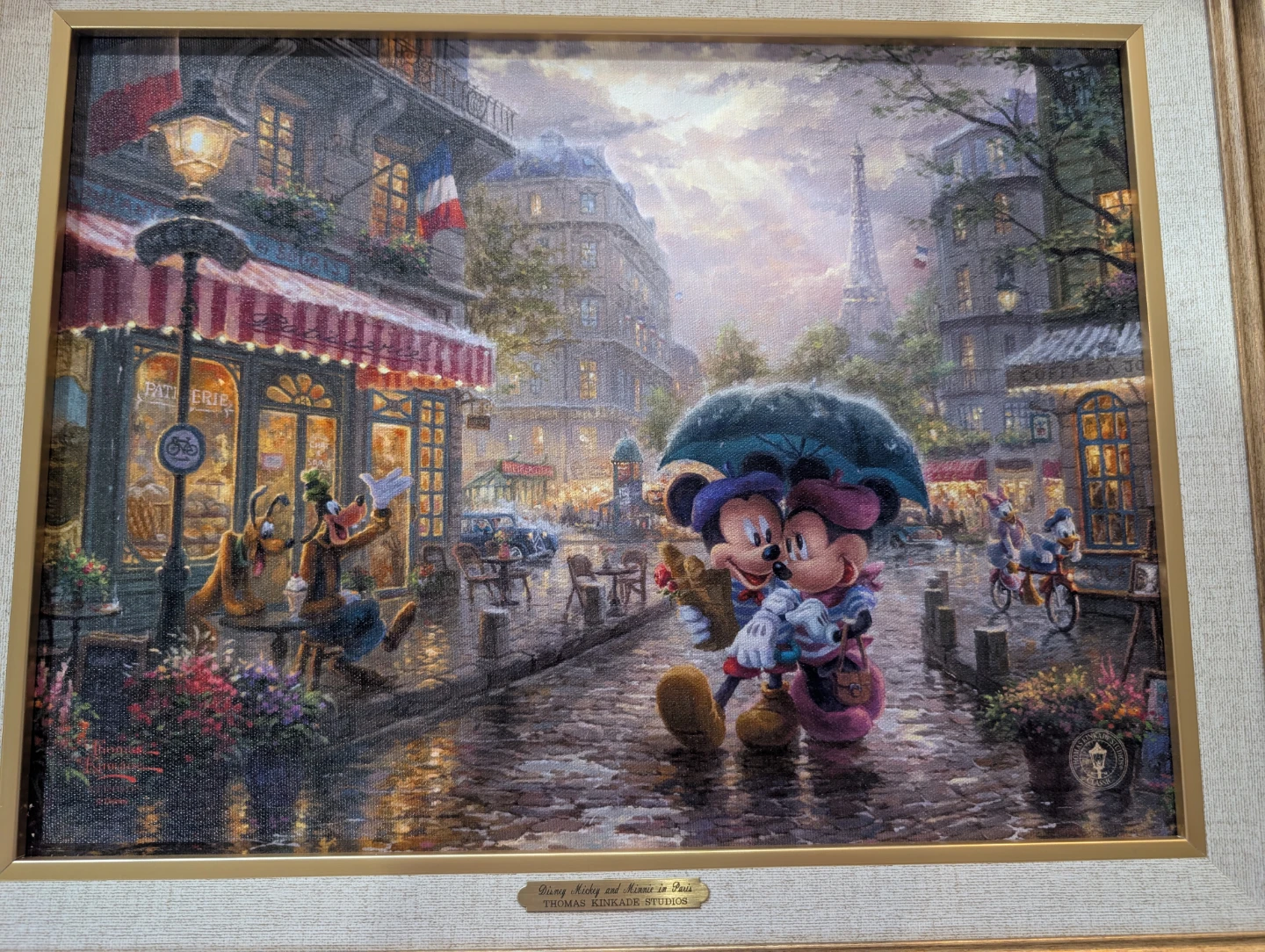 Thomas Kinkade Disney Mickey and Minnie in Paris Art - photo 2