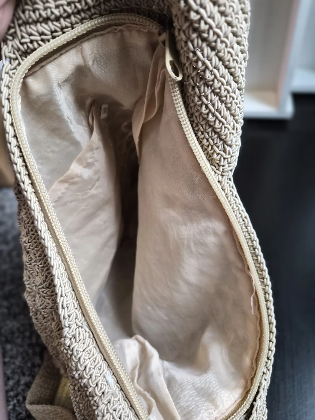 Vintage Crochet Shoulder Bag – Taupe Boho Purse - photo 4