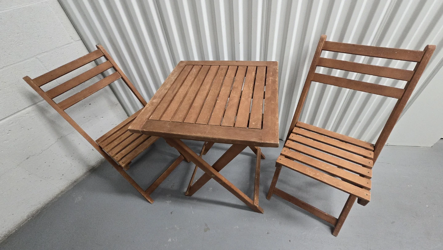 3-Piece natural Wooden Folding Bistro Set - photo 4
