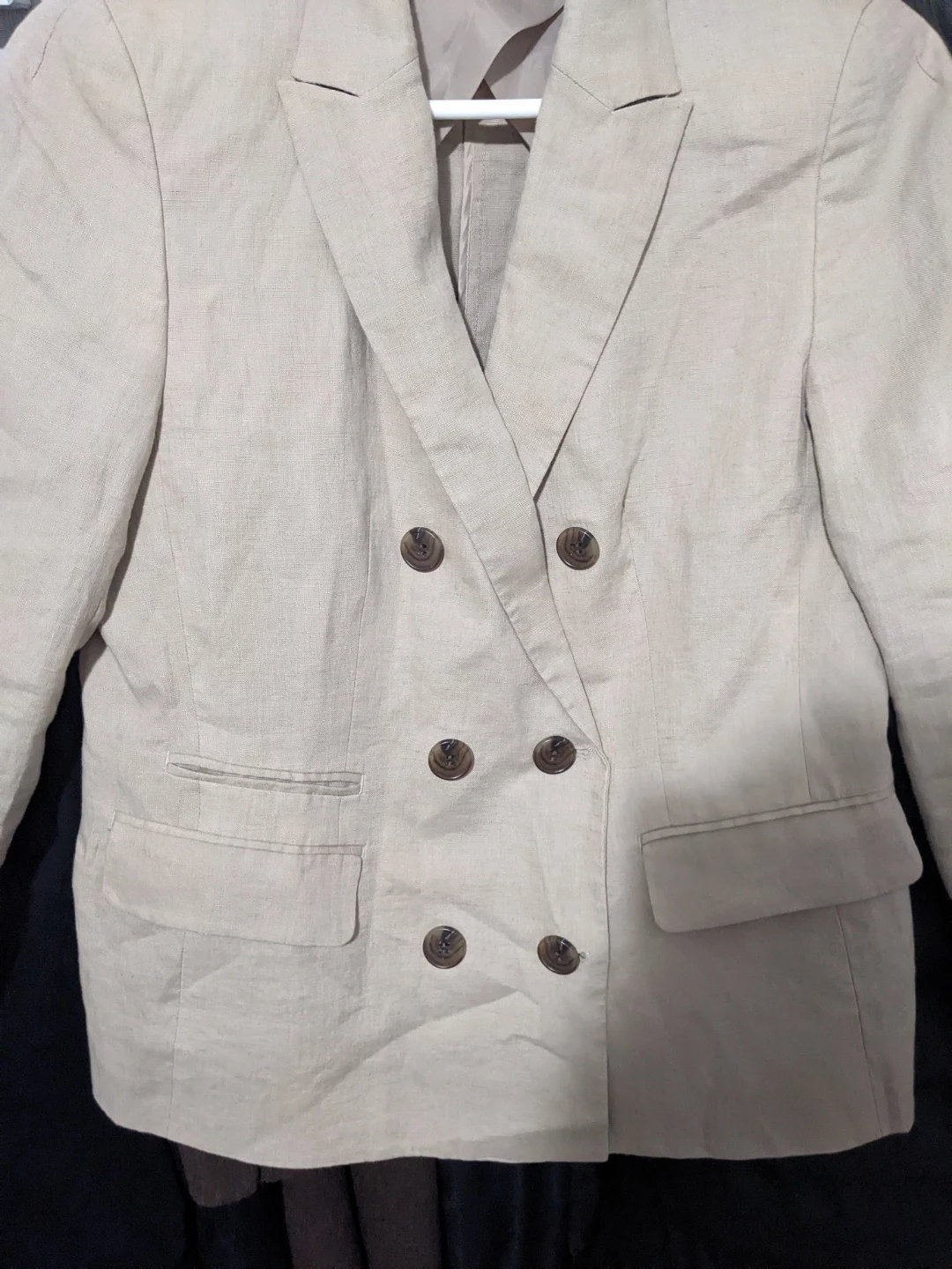 Uniqlo Double-Breasted Blazer Beige Medium - photo 3