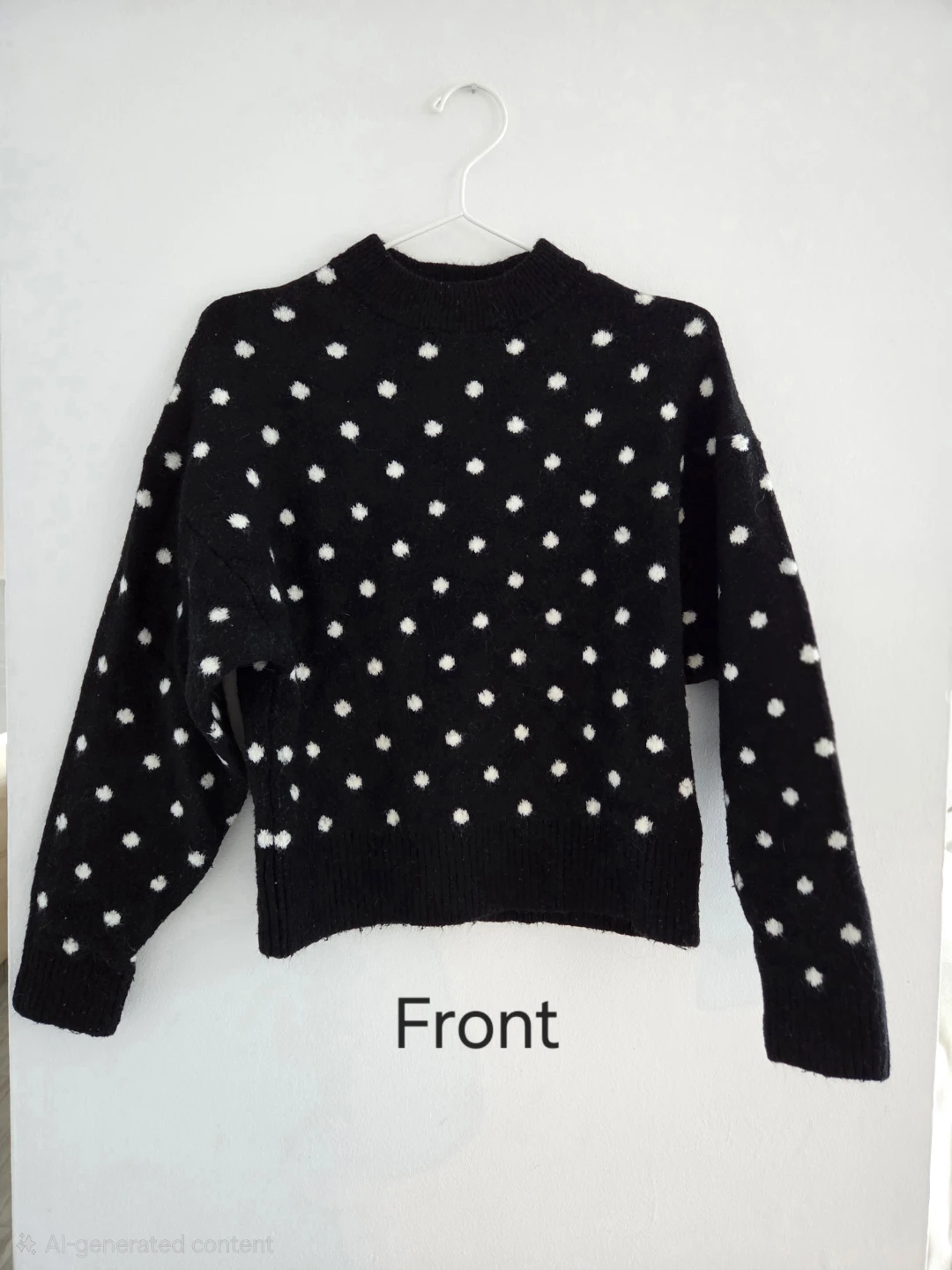 H&M Black and white polka dot knit sweater
