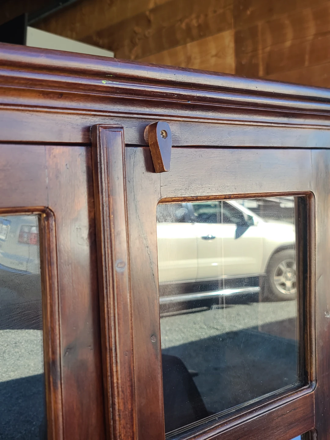 Solid Wood Glass-Door Curio Display Cabinet – Dark Wood - photo 3
