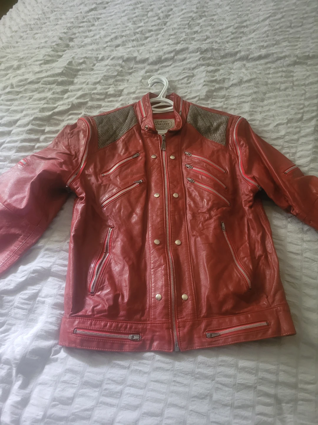 Michael Jackson Beat It Real Leather Jacket Metal Mesh Tribute